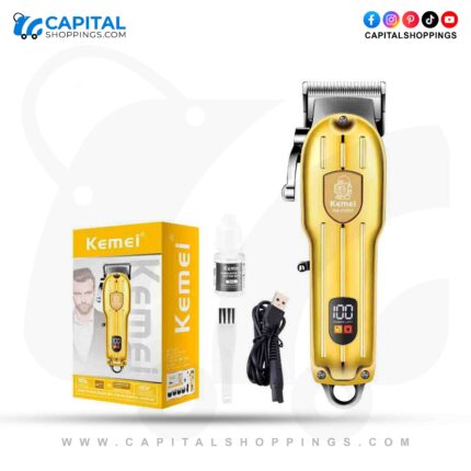 Kemei KM-802 Metal Engraving Hair Clipper with LED Display for Men