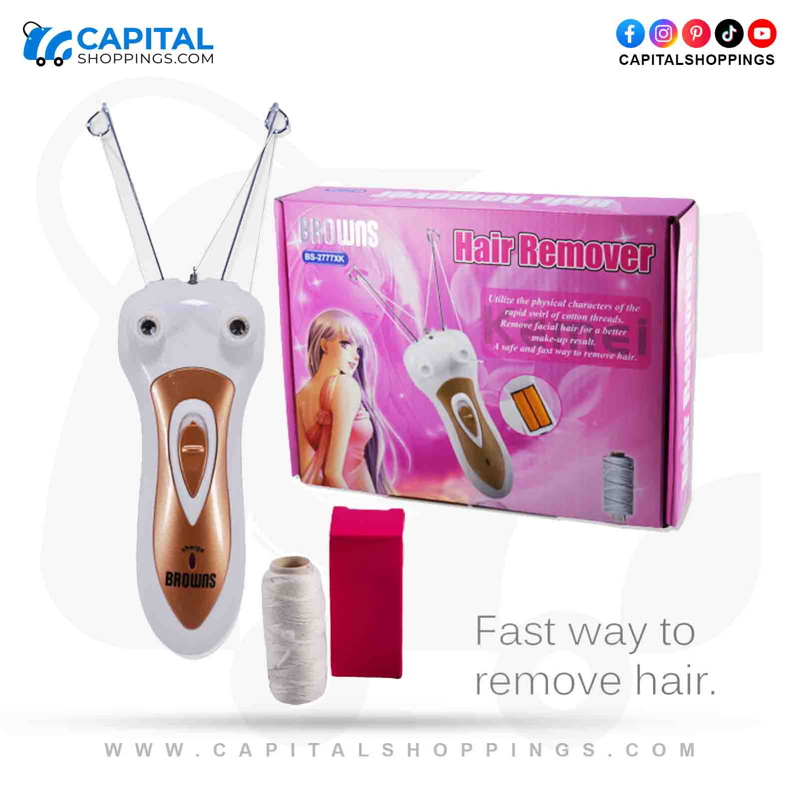 Browns BS - 2777XK Browns Electric Face Hair Remover Epilator Defeatherer Cotton Threading Lady Beauty Care Machine