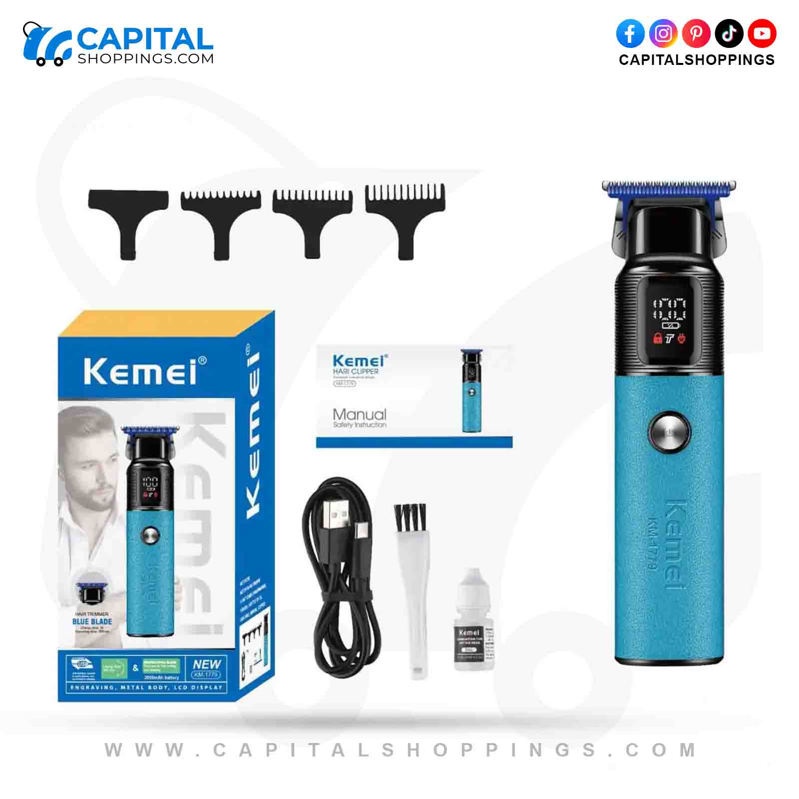 km 1779 Kemei KM-1779 cordless professional hair clipper electric trimmer for men grooming haircut tool