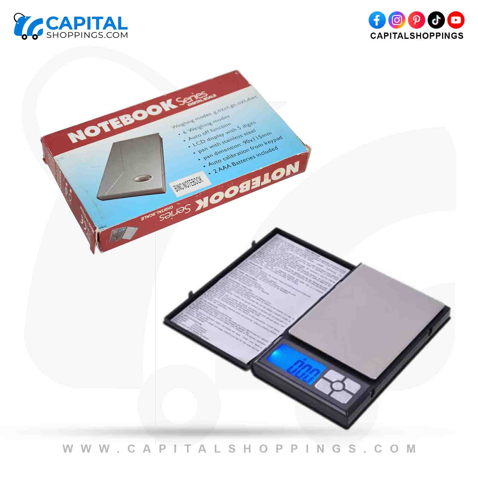 Note Book Style Digital Kitchen Baking & Jewelry Measuring Scale